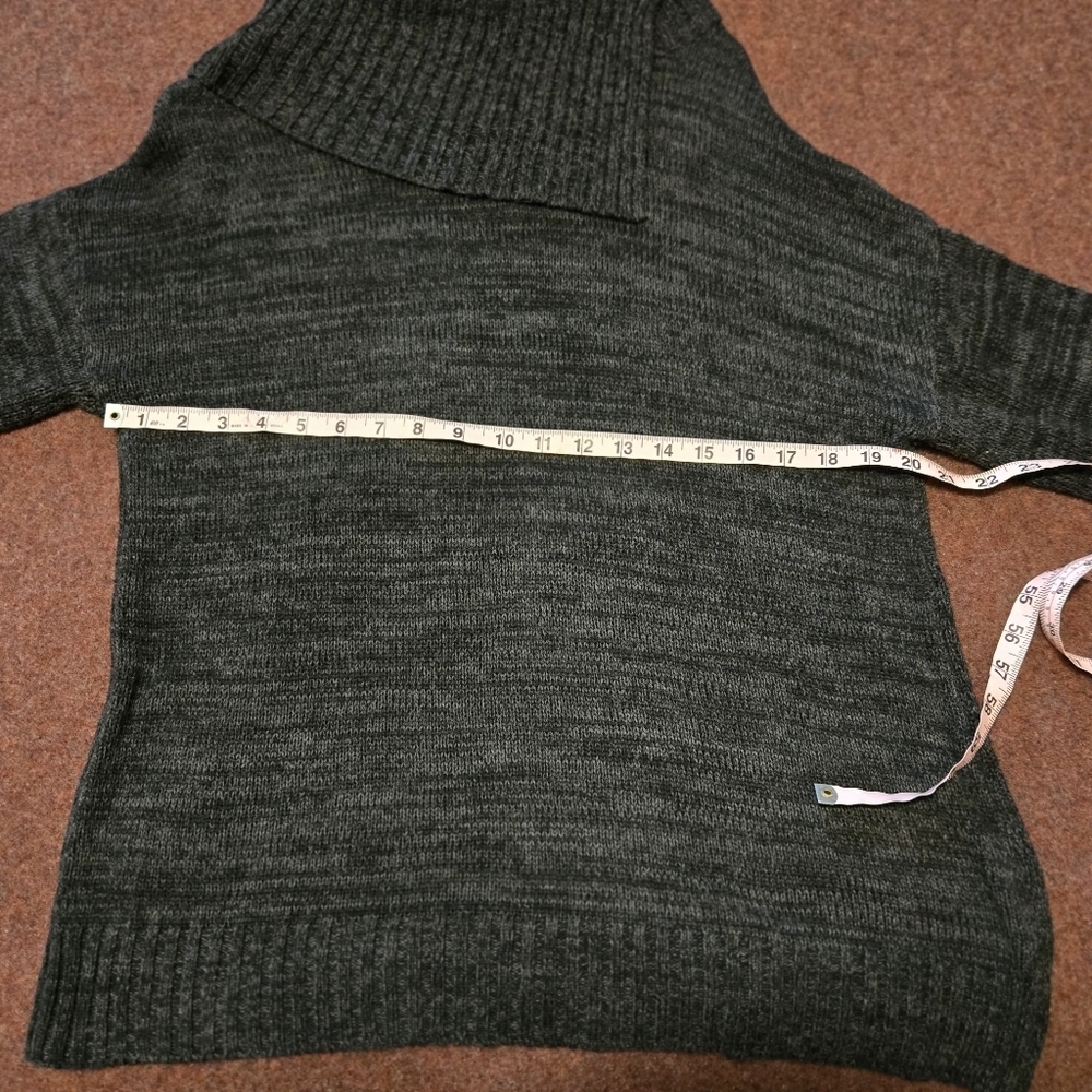 Maty M Women's Sweater Asymmetrical Envelope Cowl Neck Dark Grey Knit Size Large - Picture 4 of 6